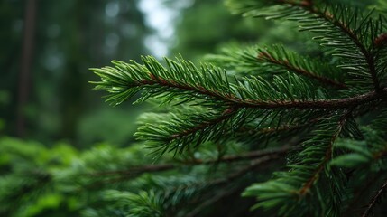 Close-up image of pine needles in soft natural light.