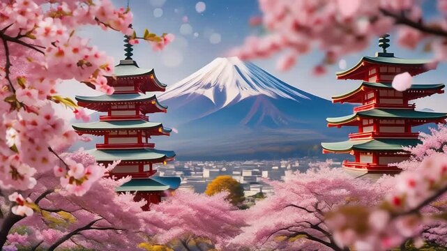 桜　富士山　五重塔　生成AI