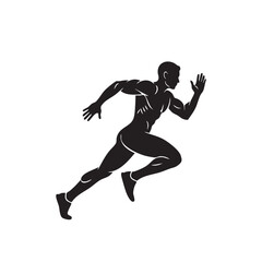 Obraz premium Dynamic Sprinter Running Silhouette - Powerful Athletic Motion and Competitive Racing Illustration