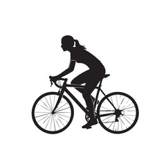 Fototapeta premium Active Female Cyclist Silhouette on Road Bike - Outdoor Fitness and Competitive Cycling Sport Concept