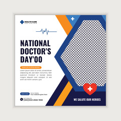 National Doctors Day Creative Medical Social Media Square Post Design Template
