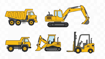 Construction Vehicles Set Dump Truck Excavator Forklift Loader.