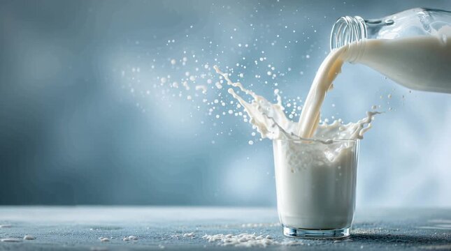 Milk being poured into glass causing splash