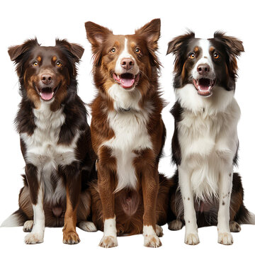 dog, Golden Retriever & Australian Shepherd sitting against white bac isolated on transparent or white background png