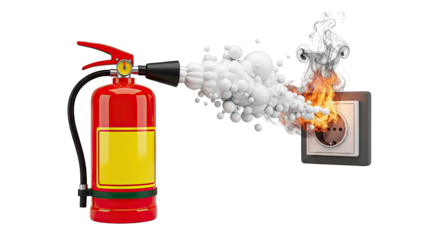 Fire extinguisher combating electrical fire in socket