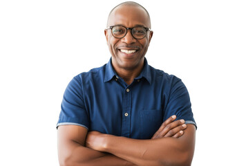 Smiling man with glasses isolated on transparent background