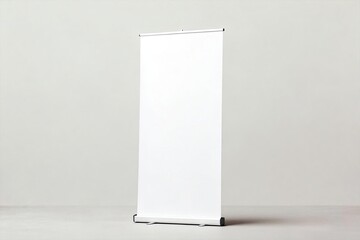 White banner stand on neutral background