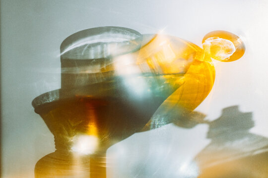 Glassware casting colorful reflections