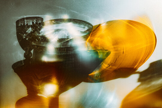 Beautiful glassware casting colorful reflections