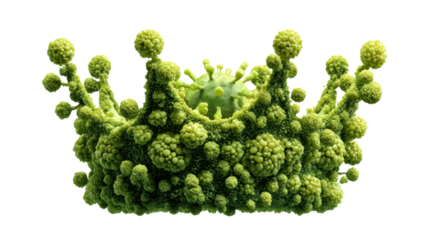 Romanesco broccoli crown symbolizing covid-19, global pandemic and health concept on transparent background
