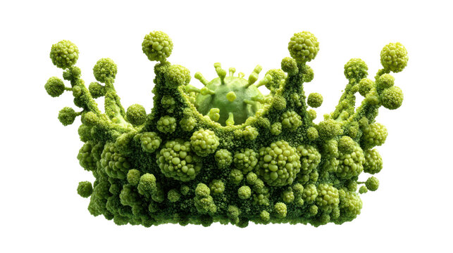 Romanesco broccoli crown symbolizing covid-19, global pandemic and health concept on transparent background - Powered by Adobe