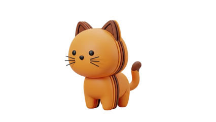 3D Rendered Orange Cat Toy with Brown Accents