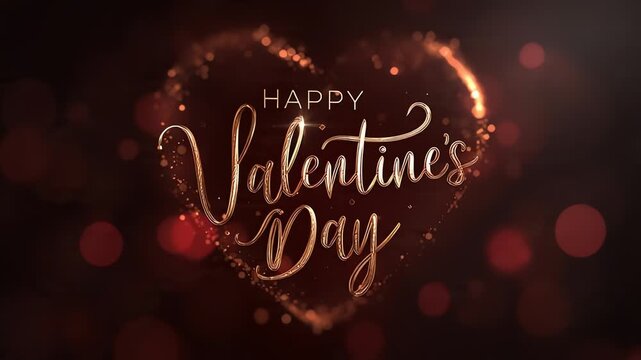 Animation Happy Valentines Day Golden Script Motion Graphics Greeting Card