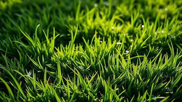 stolon. Lush green lawn with stolon network connecting grass clusters, morning dew. gardening catalogs, home-decor guides, designed for gardening and botanical catalogs, enhances decor appeal.