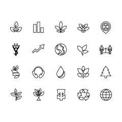 ESG flat line icon set. Outline icon collection related to ecology, environment social governance, risk management, sustainable development.