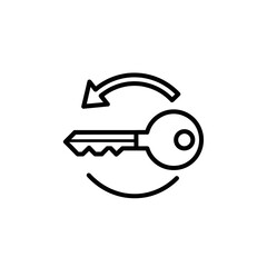 Close-up of a Key with Circular Arrow Icon for Security and Access Control