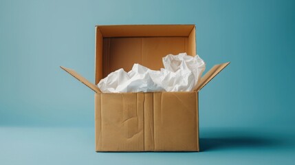 Shipping Box Mockup Open With Tissue Paper