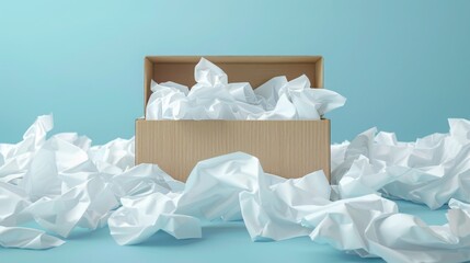 Shipping Box Mockup Open With Tissue Paper