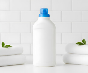 Baby detergent displayed in clean minimalist packaging soft modern design