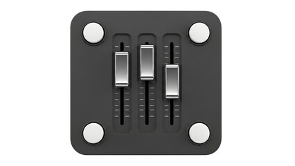 Minimalist audio mixer with three sliders and four knobs