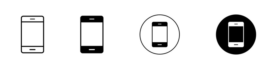 Collection of modern smartphone icons in various styles for mobile technology and communication applications