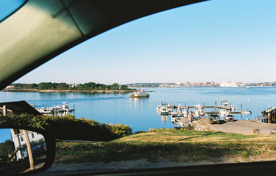 View of Peaks Island, Maine through Car Window