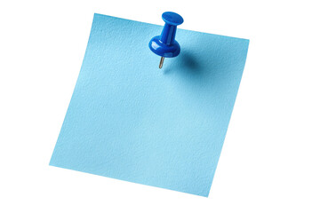 Blue paper note pinned with a blue thumbtack on black background image