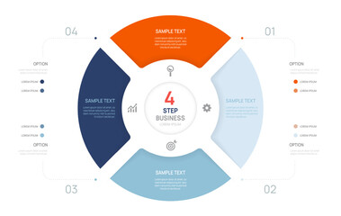 Venn diagram infographic chart template for business 4 options presentation and icon elements, 4 steps business success.