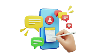 3D Mobile Chat and Social Media Interaction Icons