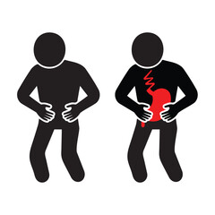 A person having a stomach ache. Pictogram silhouette vector illustration