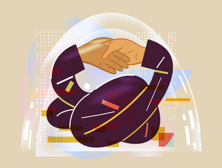 Handshake agreement abstract illustration in modern vector style