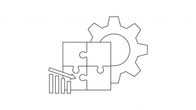 Problem Solving - Gear, Puzzle, and Graph Icon Animation.