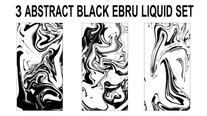 Obraz premium Black and White Liquid Flow Elements. Abstract Liquid Ink Shapes in Black and White. Ebru Liquid Marble Collection.
