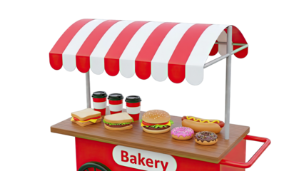 Bakery Cart with Fast Food and Drinks