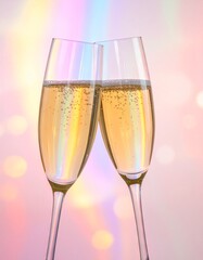 オーロラカラーの輝きに満ちた幻想的なパステル調の乾杯シーン