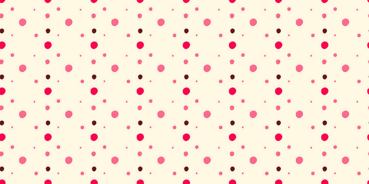Seamless polka dot pattern with hand-drawn circles in shades of pink and maroon on a cream background - Powered by Adobe