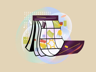 Flipping calendar pages illustration for planning and scheduling