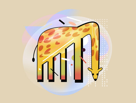 Giraffe as a rising bar chart in abstract vector style