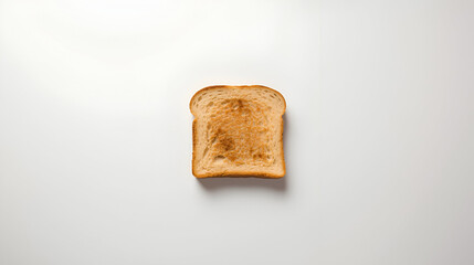  Perfectly Toasted Slice of Bread on a Clean White Background: Simple Breakfast Delight, Close-Up View, Fresh and Crispy, Ready to Eat.