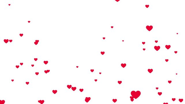 Romantic red hearts flying up overlay 4k alpha channel. red hearts rising animation for valentine's day.