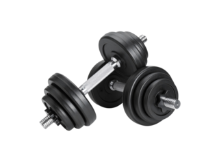 Pair of gym dumbbells isolated on transparent background
