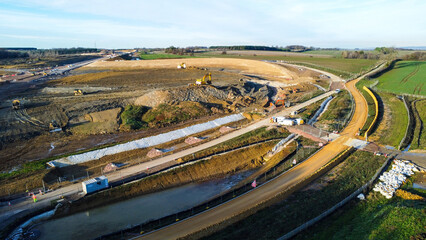 Road building of a bypass in the countryside