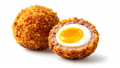 Scotch Egg on White Background 	