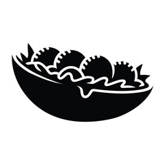 Falafel in pita Vector, Silhouette, Illustration