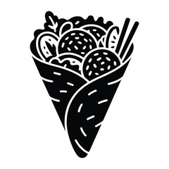 Falafel plate with garnish Vector, Silhouette, Illustration