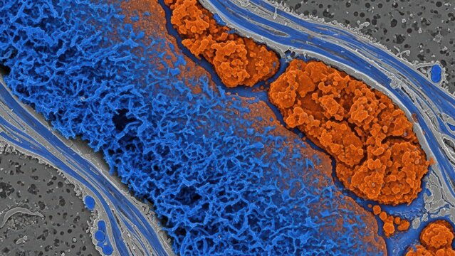 Detailed Microscopic View of Pathological Protein Deposits in Brain Tissue Using Ion Abrasion Scanning Electron Microscopy for Medical Education - Powered by Adobe