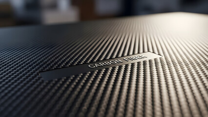 A close-up shot of a carbon fiber surface with the words CARBON FIBER embossed on it.