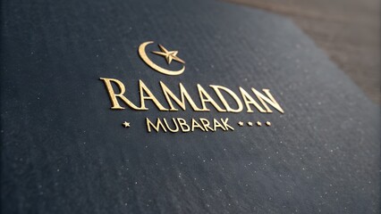 Luxury embossed gold typography dark background ramadan