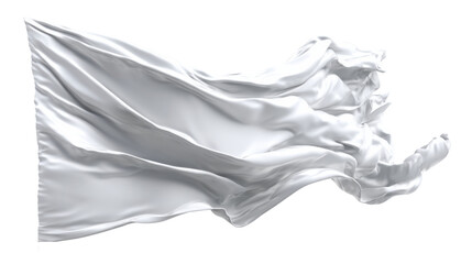 White flag waving in wind, symbolizing peace, surrender, truce, and freedom on transparent background