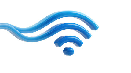 Wi-fi signal icon 3d rendering with blue gradient waves for wireless internet connection and digital network